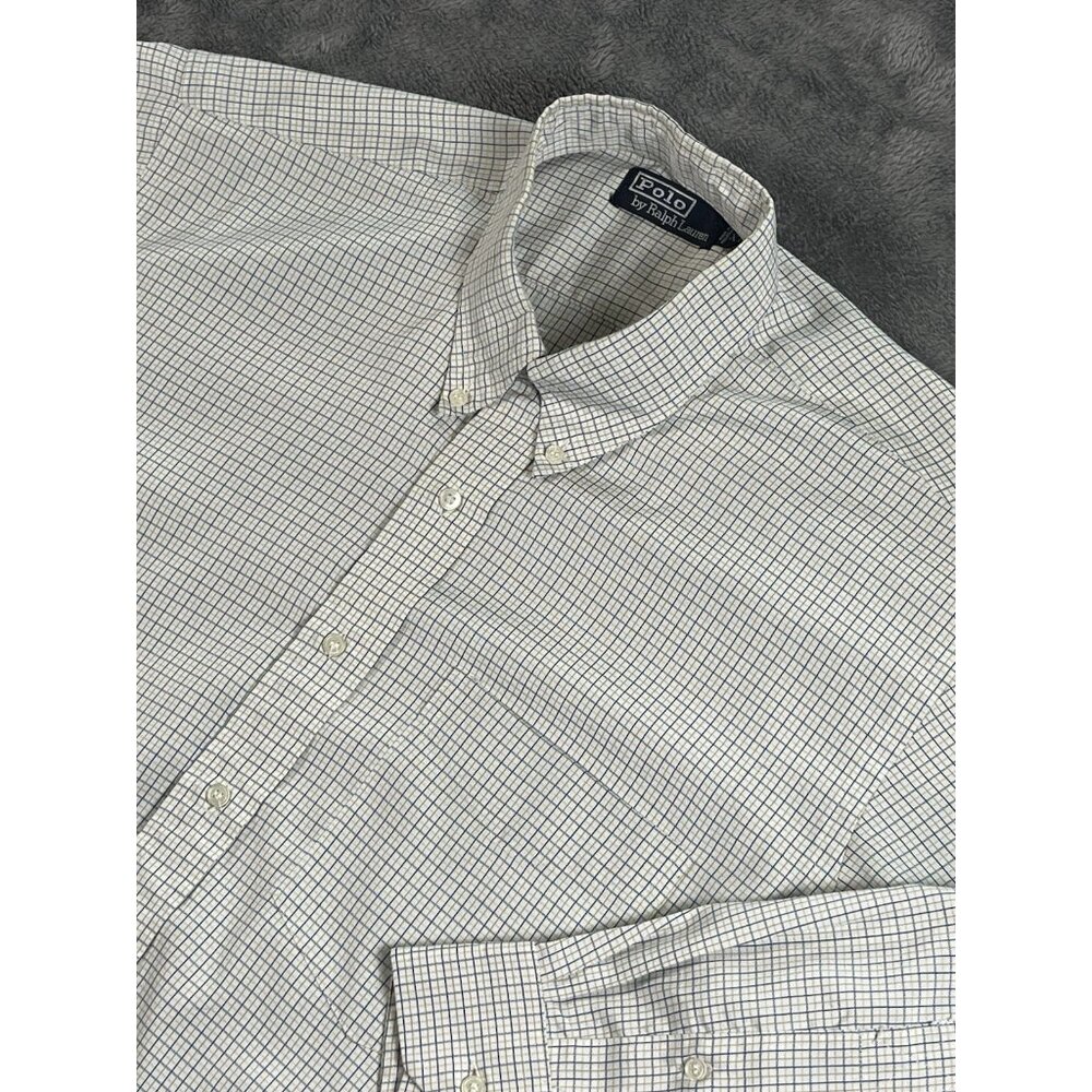 VTG Polo by Ralph Lauren Tan Check Long Sleeve Button Up Shirt Men's XL